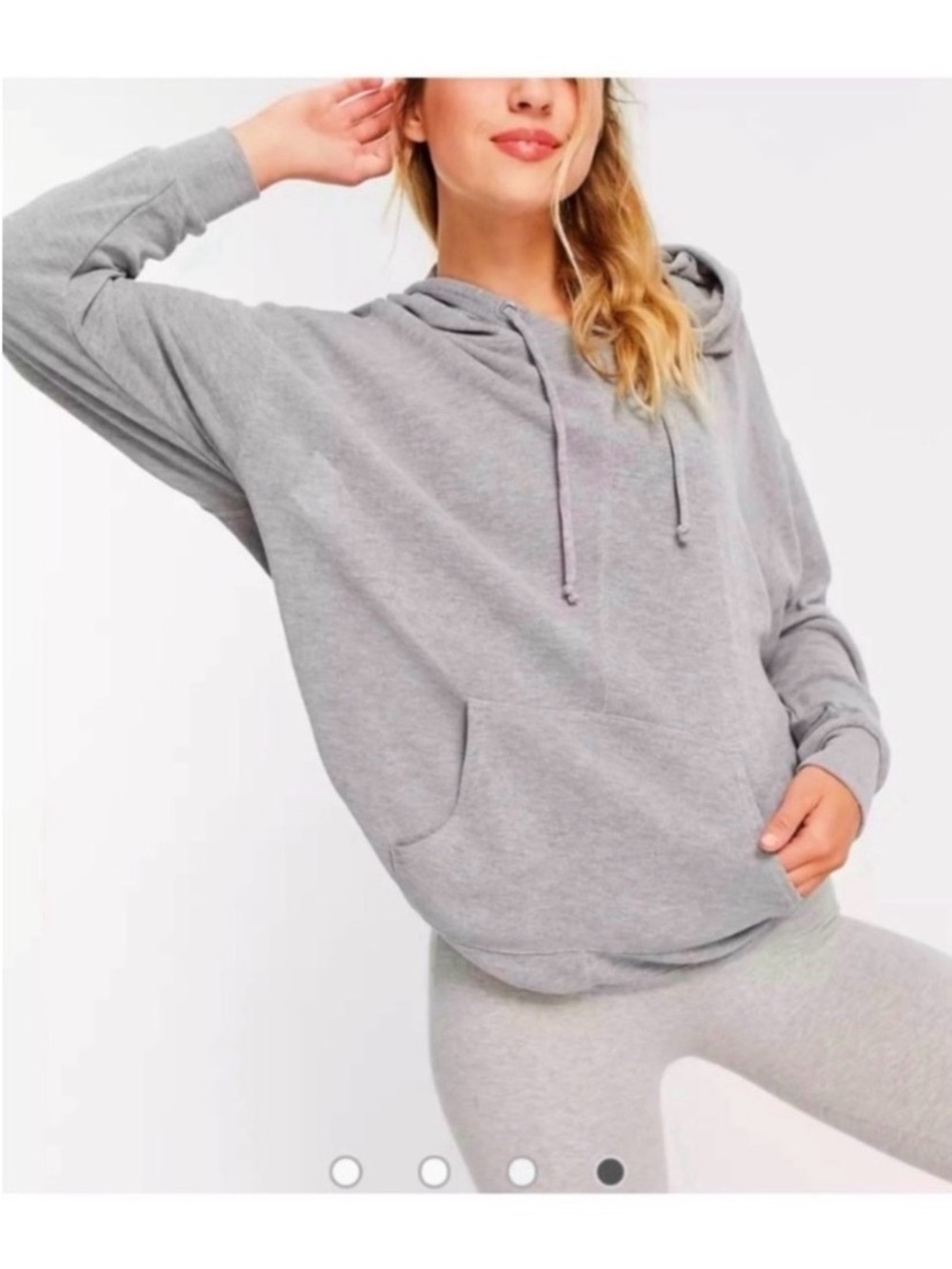 FREE PEOPLE Movement Grey Hooded Cut Out Racerback Sweatshirt Size Small - Picture 4 of 9